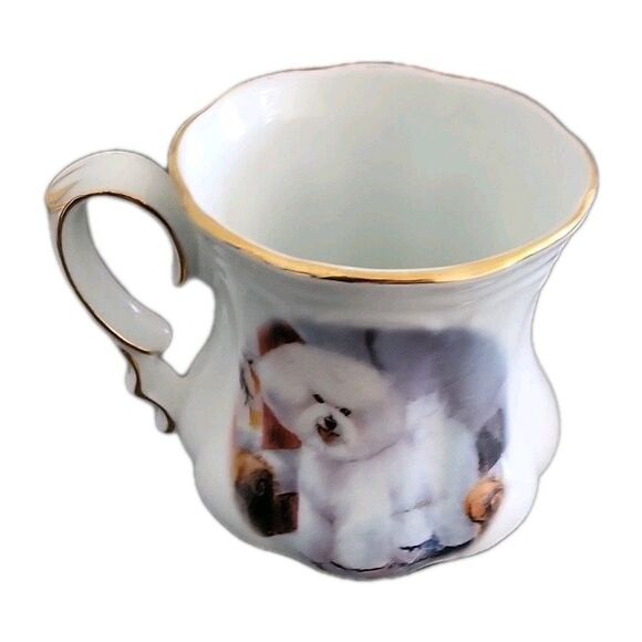 FIELDER KEEPSAKES Coffee/Tea Cup Fine Porcelain Bichon Frise Gold Edge 4" x 5" - Picture 4 of 9